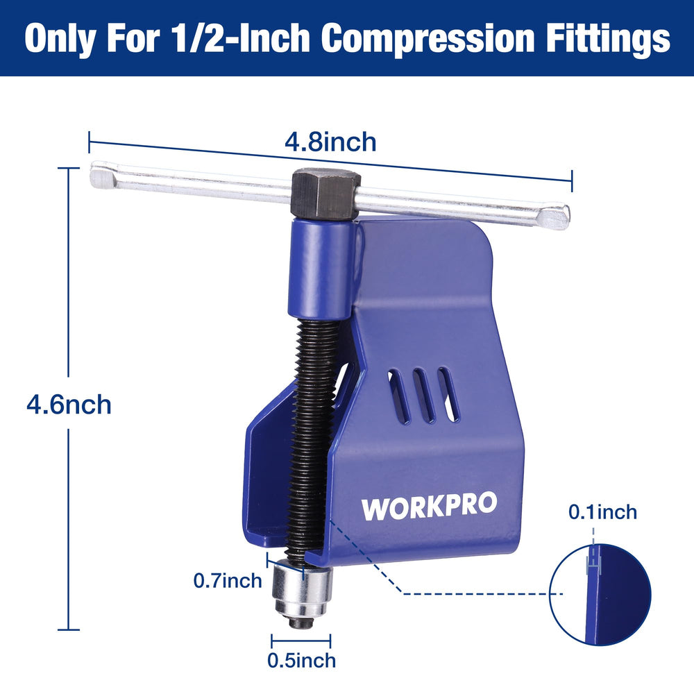 WORKPRO compression-sleeve-removal tool grips ferrules securely for quick, damage-free sleeve removal.