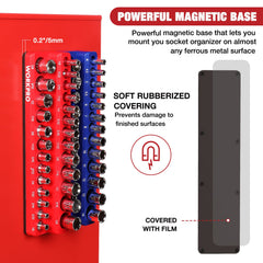 WORKPRO storage for standard and deep sockets offers versatile organization.
