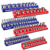 WorkPRO blue metric 1/4 drive tray keeps sockets organized and accessible.
