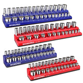 WORKPRO magnetic socket organizer metric trays front view keeps sockets secure and easy to grab.