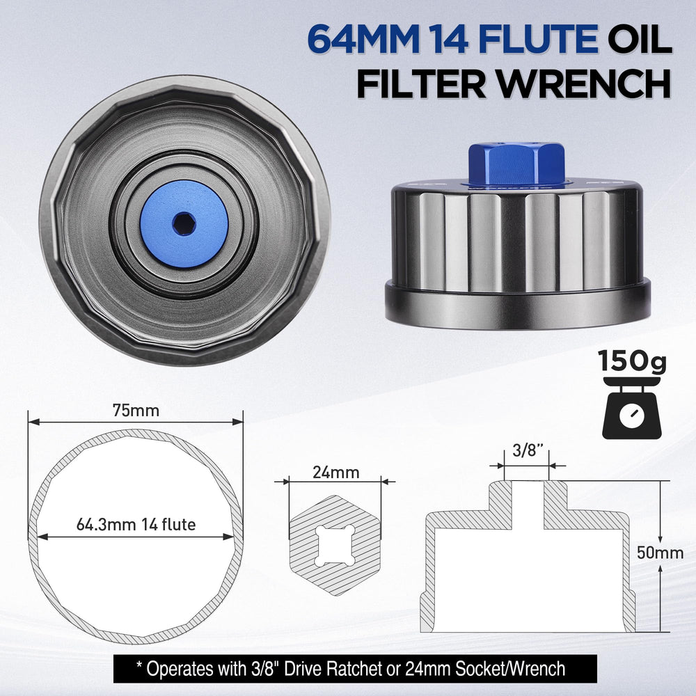 WORKPRO 14-flute tips grip filter caps securely during removal