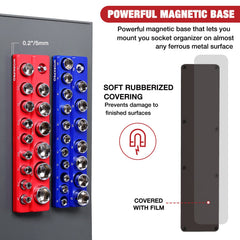 WORKPRO scratch-free mounting sleeve protects surfaces while organizing sockets.