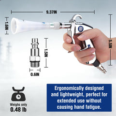 WORKPRO Tornado Nozzle car interior cleaning demonstrates strong airflow for challenging dust.