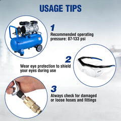 WORKPRO Tornado Nozzle includes 1/4 inch male thread fitting for hoses.