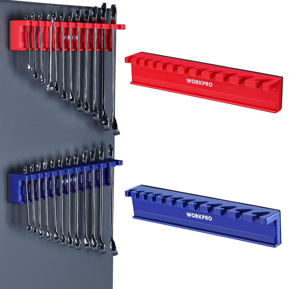WORKPRO 2-piece wrench organizer compact 24-slot storage for quick tool access.
