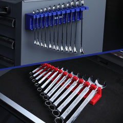 WORKPRO magnetic-base organizer on steel pegboard adds organized storage and surface protection.