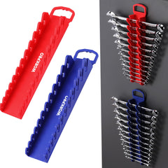WORKPRO two-pack wrench organizer with magnetic base for secure mounting.