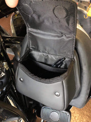 WOWTK fairing lower door pockets installed on Harley for organized roadside items