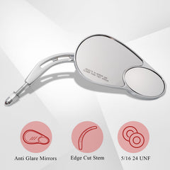 WOWTK chrome Harley Road Glide rearview mirror supports easier highway awareness.