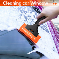 WRAPXPERT mini quarter window squeegee reaching tight curves during tinting.