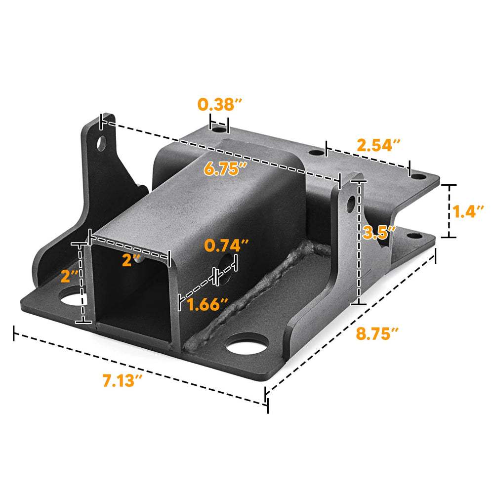 Wsays 2-inch receiver mount enables trailer hitch upgrades.