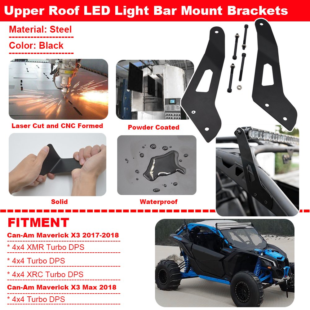 Wsays Maverick X3 52in light bar roof bracket for flexible sizing and strong support.