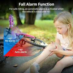WSDCAM fall-detection indicates alert when bike tilts beyond 45 degrees.