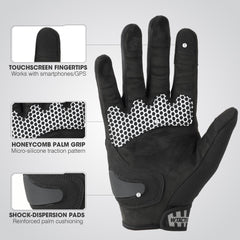 Wtactful motorcycle gloves palm grip with anti-slip texture enhances control.