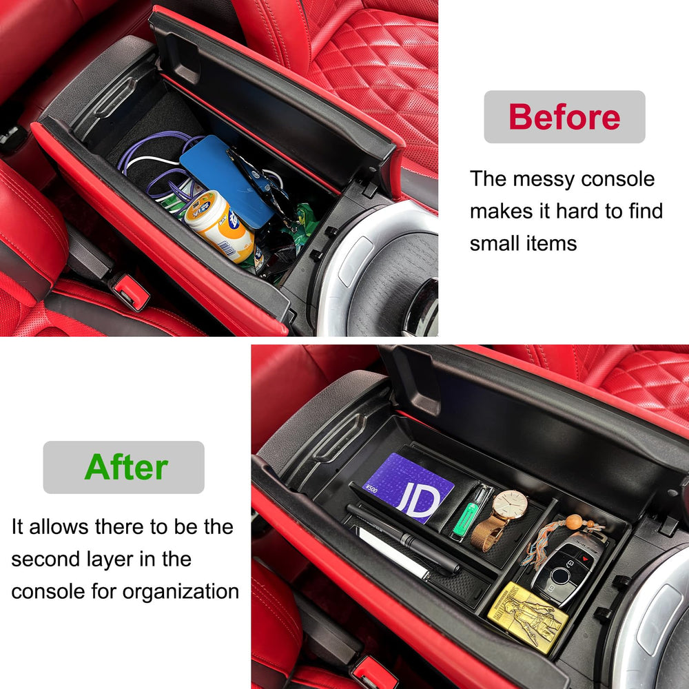 Wuchurth center console organizer bottom-tier view adds space for small items