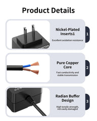 WUKUR 6.6 ft power cord offers flexible placement during charging