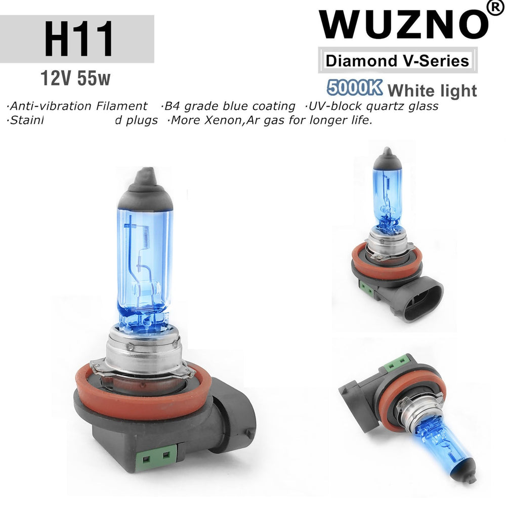 Wuzno plug-and-play installation for halogen headlight bulbs, no dashboard errors.