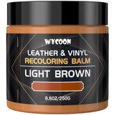 WYCOON Leather Recoloring Balm bottle close-up; quick color revival for faded leather.