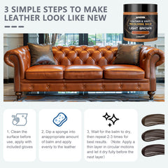 WYCOON balm works on genuine and faux leather; suitable for car interiors and furniture.