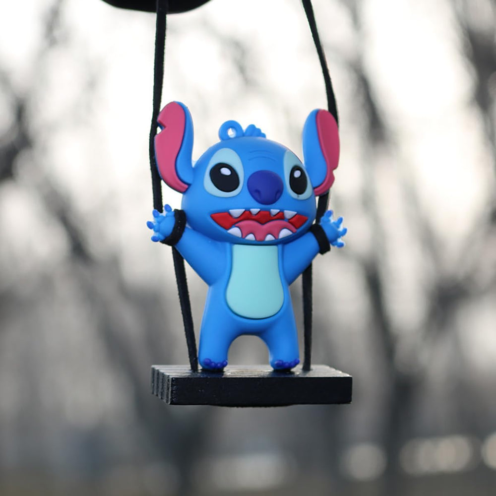 WYJS anime-style car decor pendant blue easy to install with adjustable rope.
