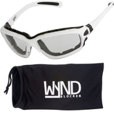 WYND Blocker motorcycle riding glasses front view with UV400 lenses for sun protection