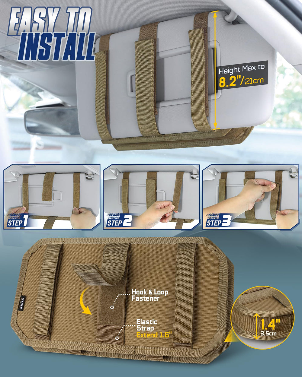WYNEX adjustable straps fit most visors securely for easy setup.
