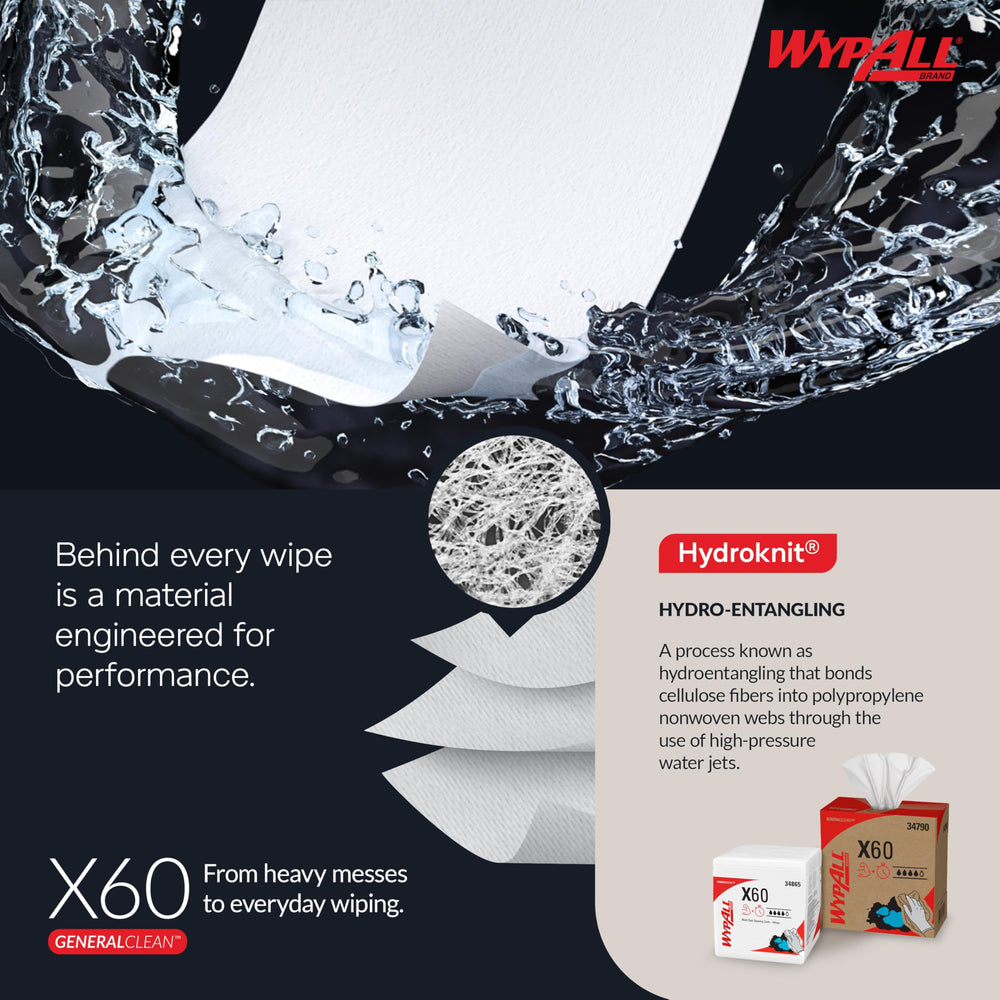 WypAll General Clean X60 suitable for light-duty cleaning tasks.