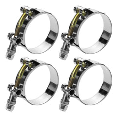 WYSIWYKA 4-pack T-bolt clamps for 1.5-inch hoses, durable automotive connections.
