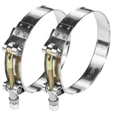 WYSIWYKA T-bolt hose clamp 4in range secures 4 inch I.D. hoses with a snug fit.