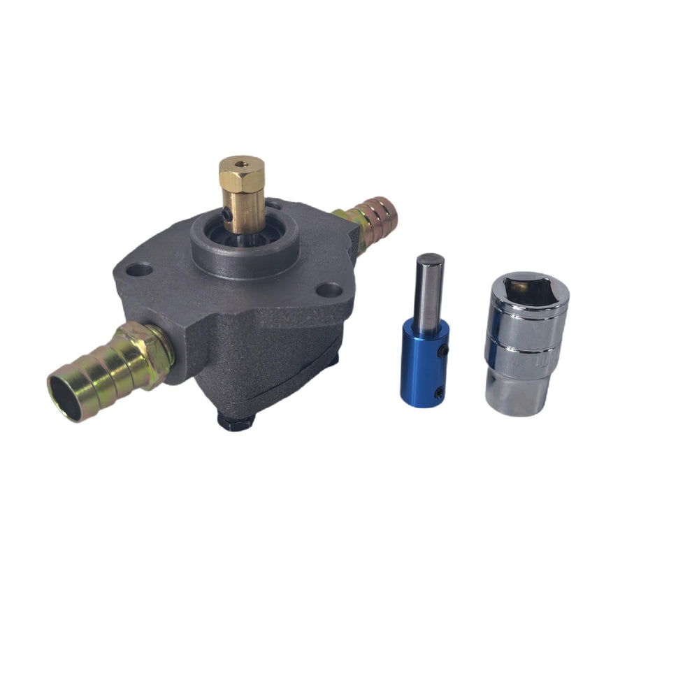 WZHLCX self-priming oil pump dual sleeves support 8mm and 12mm fittings.