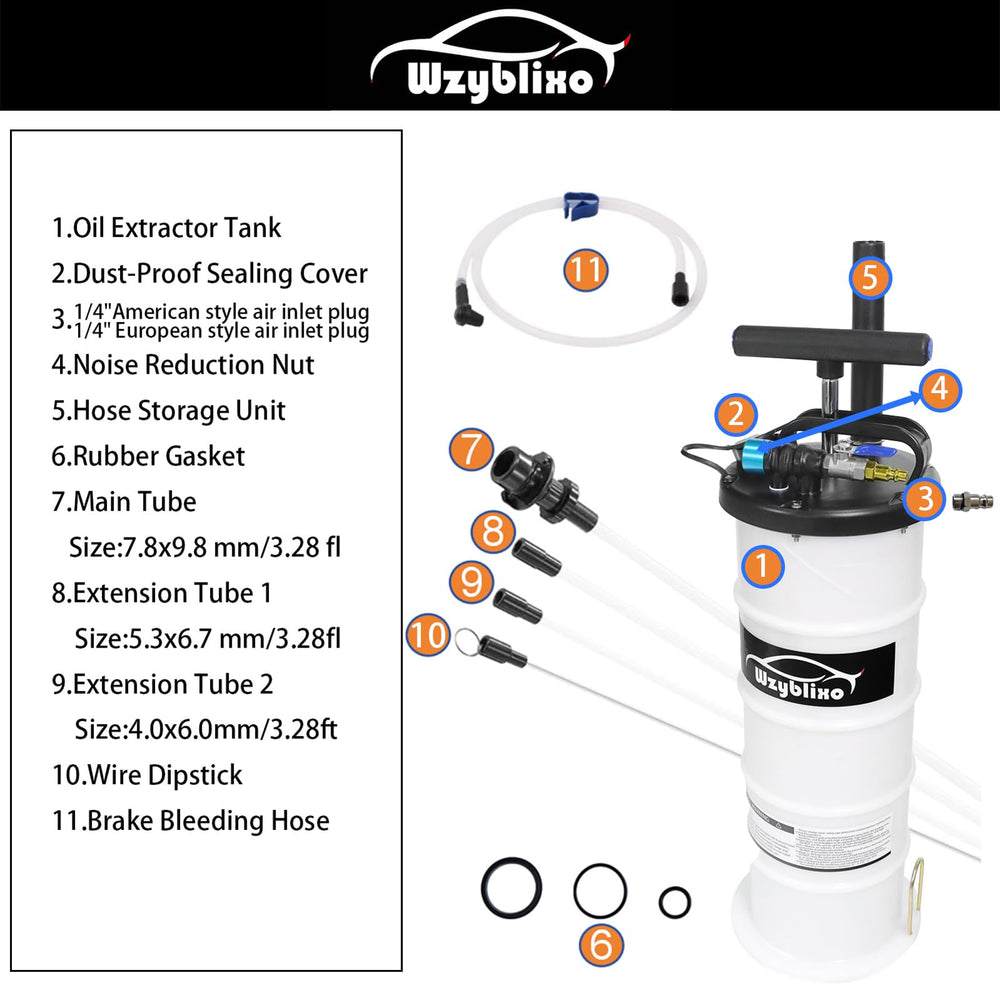 Extended suction hose enables thorough oil extraction with the Wzyblixo unit