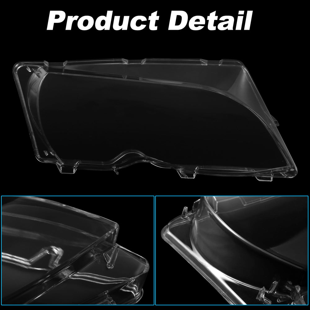 X AUTOHAUX BMW headlight lens shell maintains clarity with a clear finish.