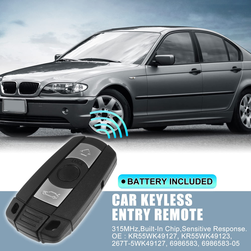 X AUTOHAUX BMW KR55WK49127 remote back view, includes built-in chip area.