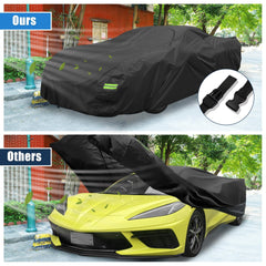 X AUTOHAUX Corvette C3 cover with windproof straps keeps the car secure