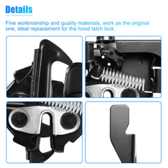 Mounting holes alignment view for proper installation of the hood latch.