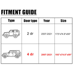 X AUTOHAUX Jeep Wrangler cover rear view, full-size fit for JK/JL models.