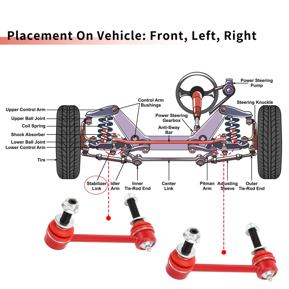 X AUTOHAUX front end link close-up shows durable ball joints and seals
