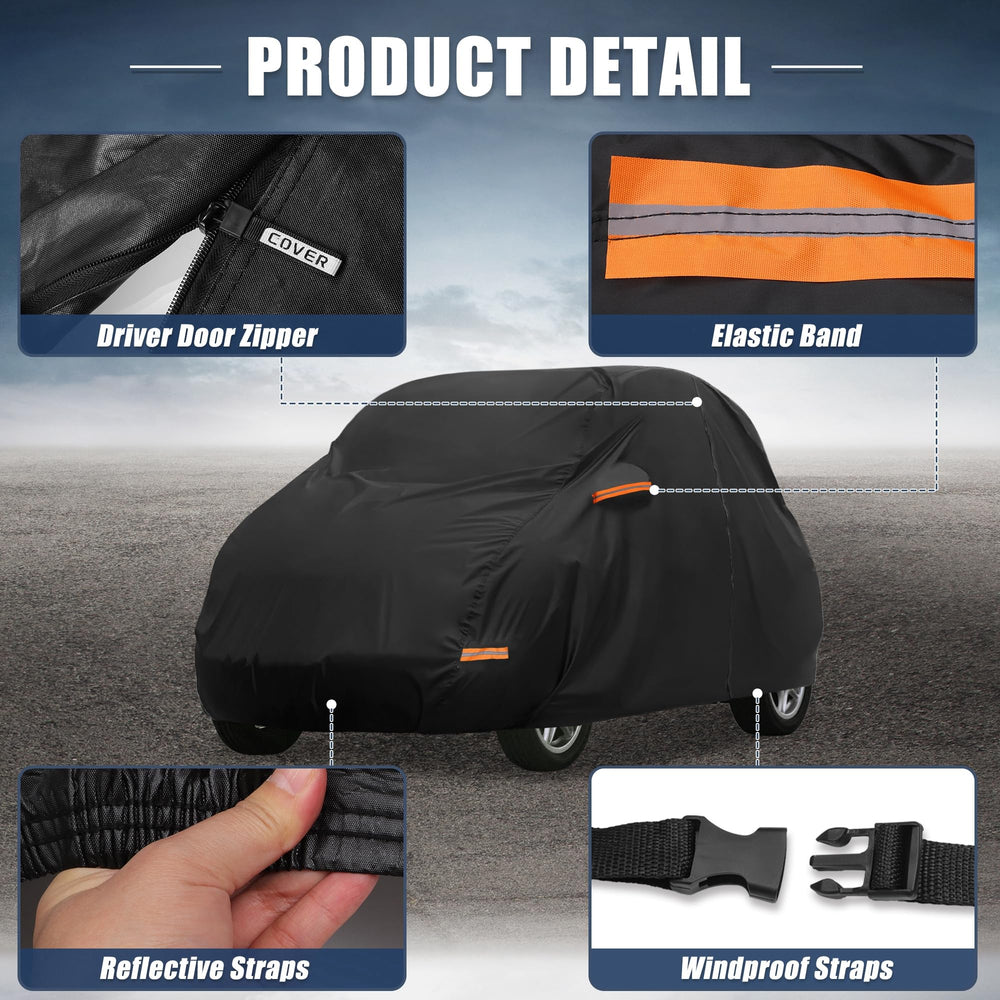 X AUTOHAUX windproof straps and elastic hem securing the cover