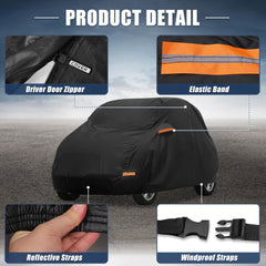 X AUTOHAUX windproof straps and elastic hem securing the cover