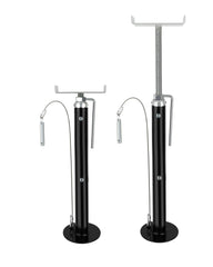 X-Haibei slide-out stabilizer jack extended for 20-47in height with solid RV contact.