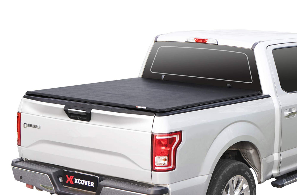 X XCOVER soft roll-up tonneau on a 5.6 ft bed, front view shows secure fit.