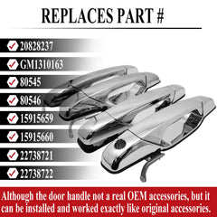 X4XZ chrome exterior door handle rear left, durable replacement for Silverado