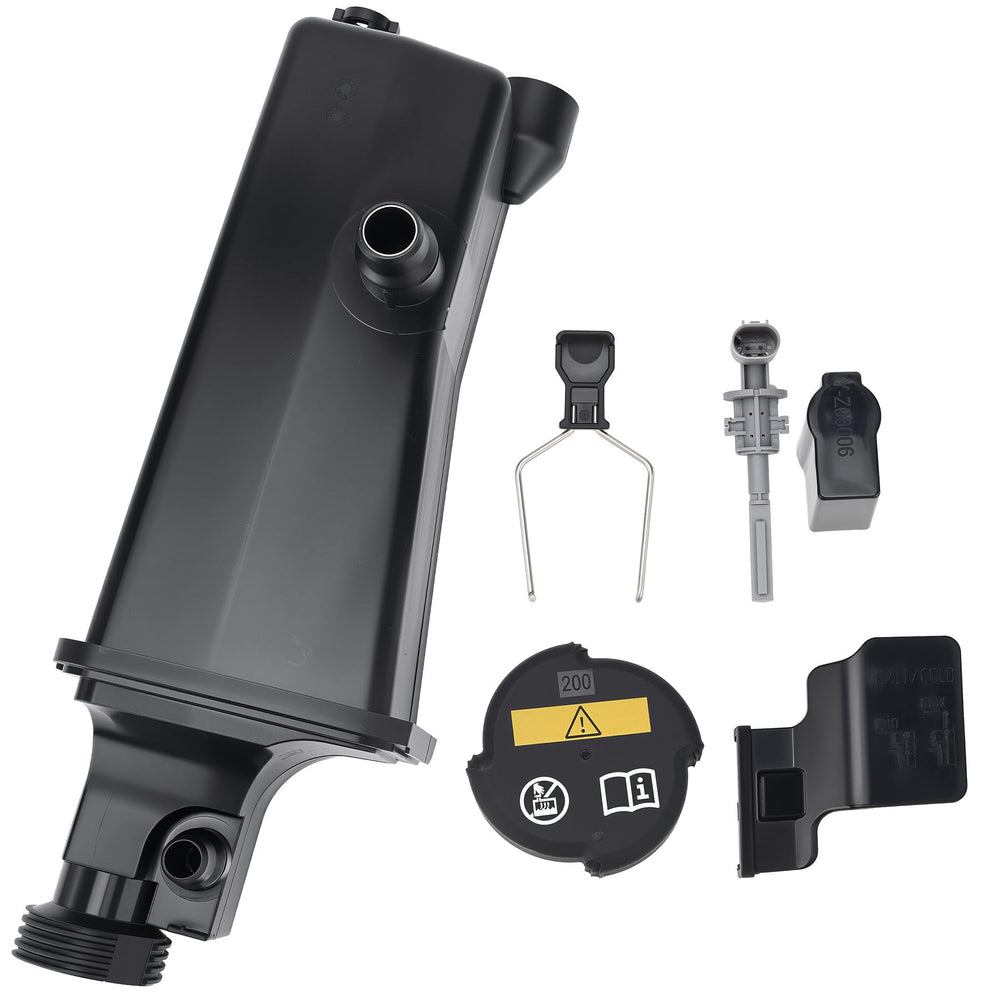 X4XZ engine coolant reservoir front view for BMW E46, reliable expansion tank.