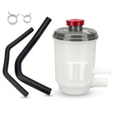 X4XZ power steering reservoir with clear chamber for steady fluid flow