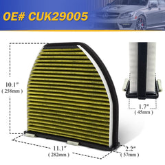 After installation, activated carbon filtration for odor reduction in cabin air