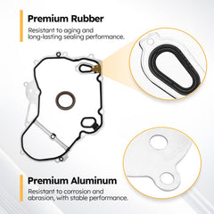 X4XZ timing cover gasket set compatibility chart illustrates multi-model coverage.