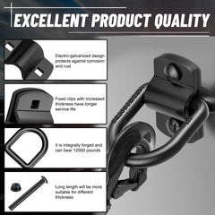 XaXmTee rust-resistant galvanized D-ring in black resists corrosion in all weather