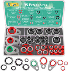 XBVV a/c gasket set packaging shows an organized 12-size kit for easy selection.