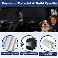 Four-pack design covers front and rear windows for longer road trips.