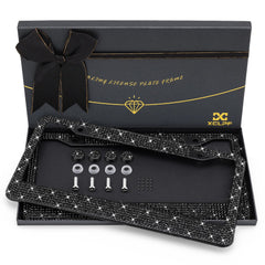 XCLPF bling license frame women front view shows sparkling rhinestones for a stylish car look